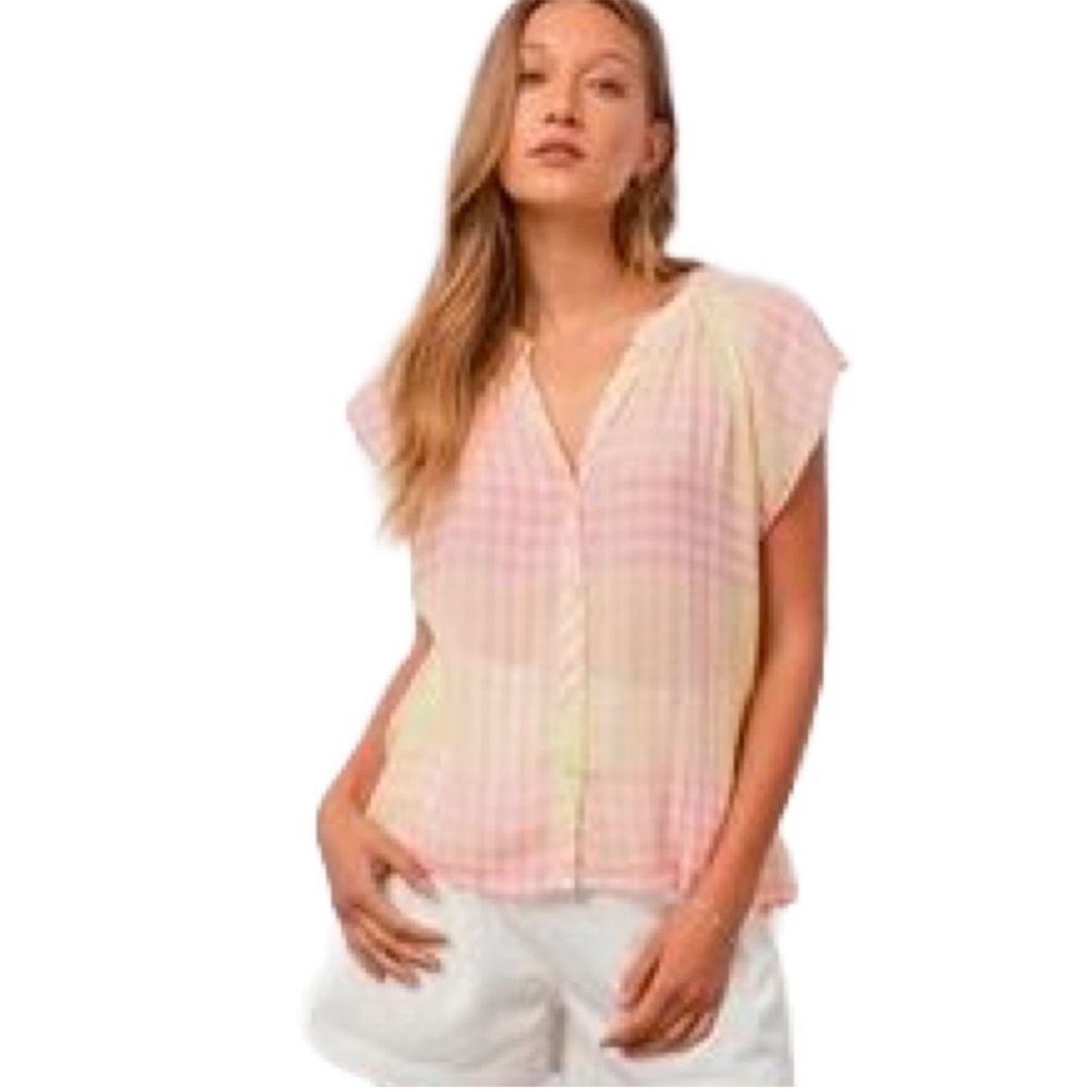 Rails Gingham Alena Button Down Blouse In Lemon R… - image 1